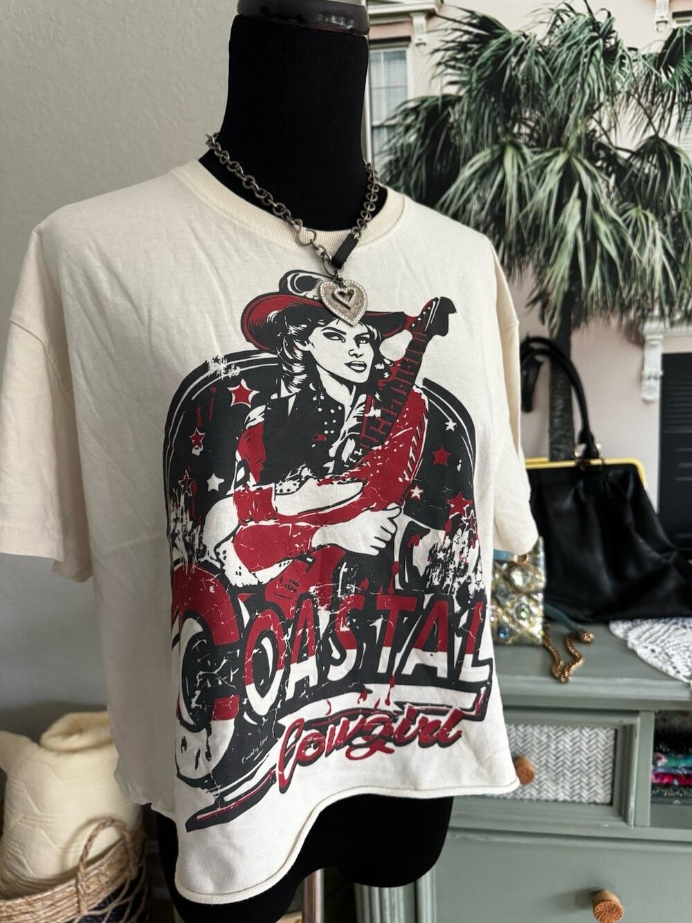 COUNTRY DEEP Coastal Cowgirl Graphic Print Crew Neck Tee Short Sleeve S